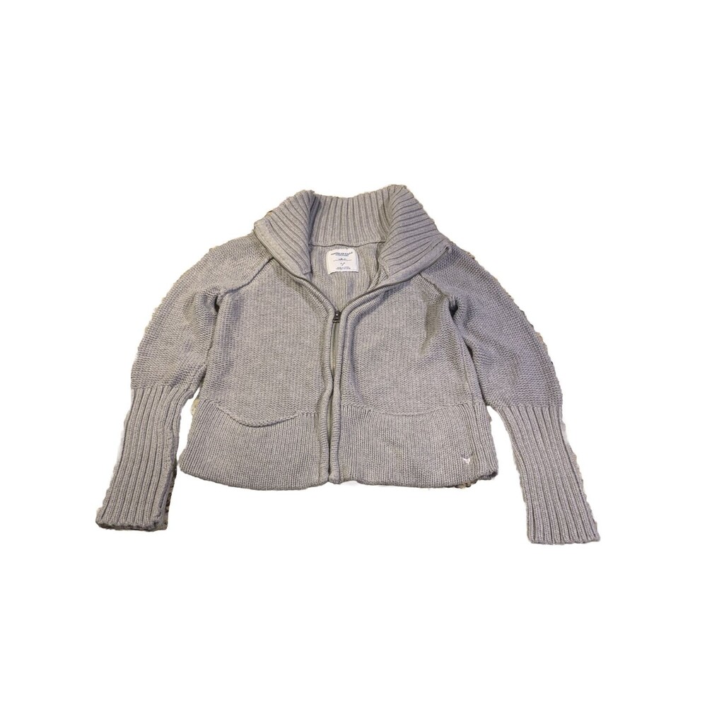 American Eagle Outfitters Women's Size S/P Gray Button-Down Cardigan Sweater